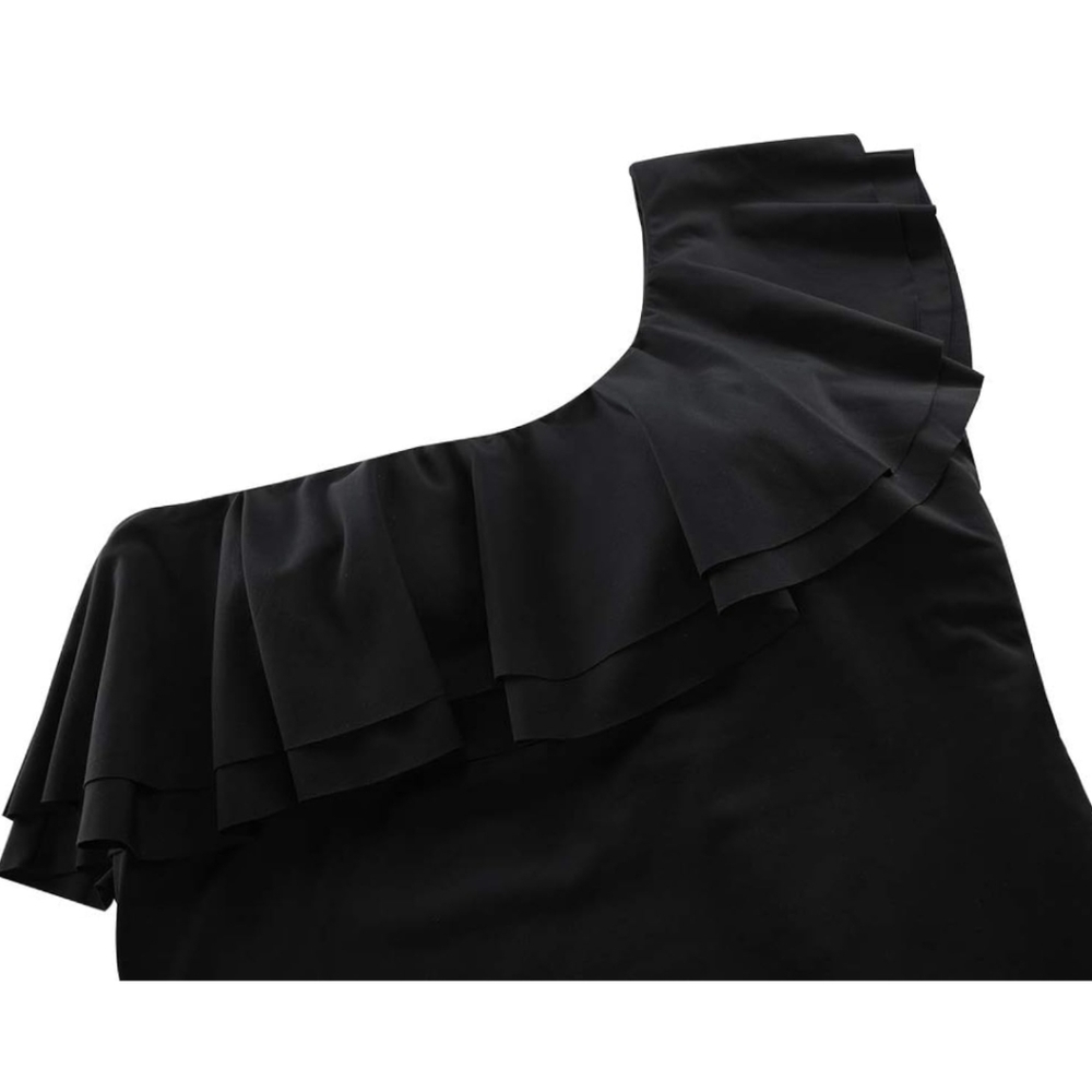 One Shoulder Swimsuits Slimming One Piece Ruffled Asymmetric - Picture 6 of 8